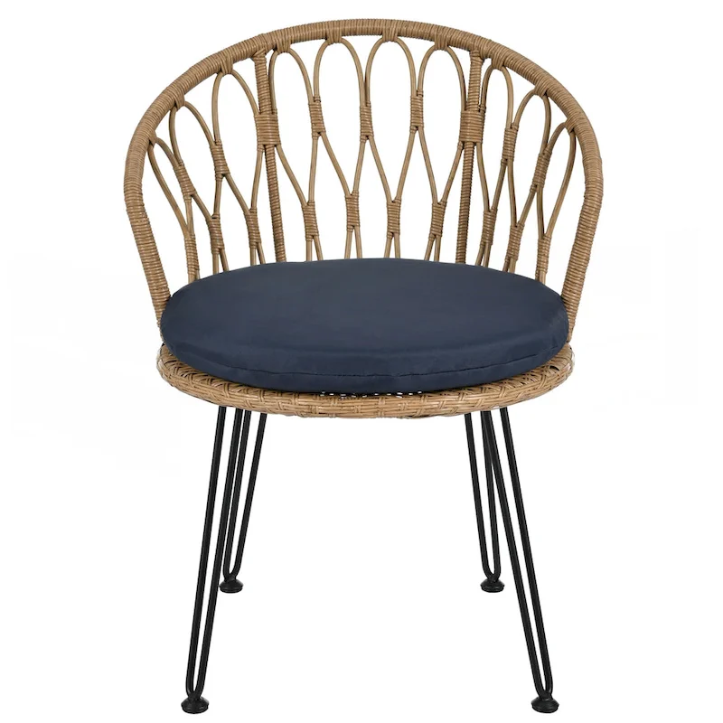 2 Rattan Single Chairs with A Glass Round Table