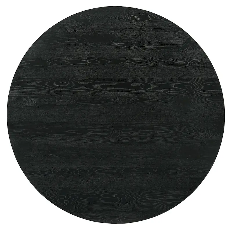 Furniture of America Evrena Modern 7-Piece Black Solid Wood 59-inch Round Dining Set