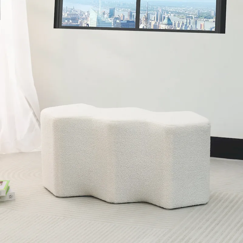 Adeco 35   Long Ottoman Bench Velvet Polygon Foot Stool