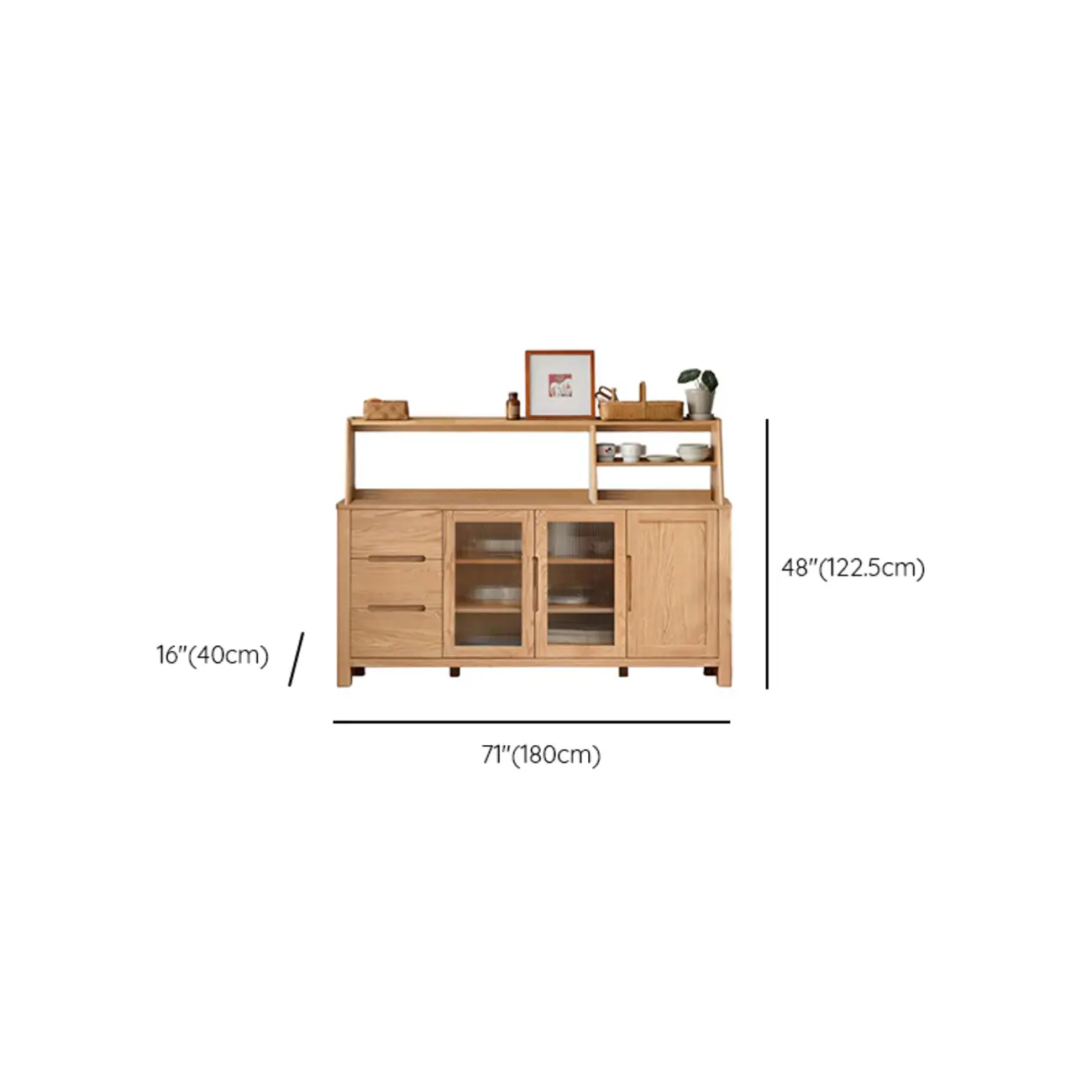 Modern Wood Sideboard with Shelves and Drawers