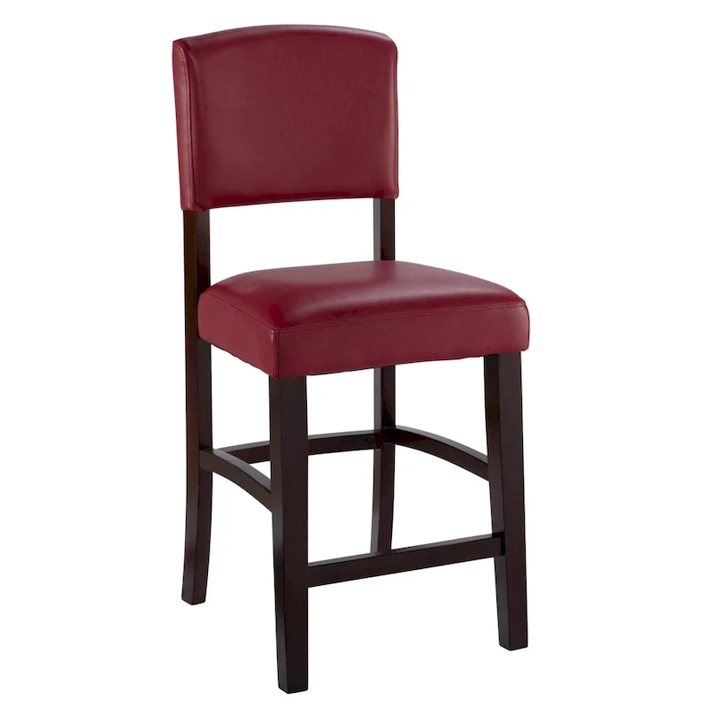 Linon Monte Carlo Stationary Counter Stool, Dark Red Vinyl - N/A