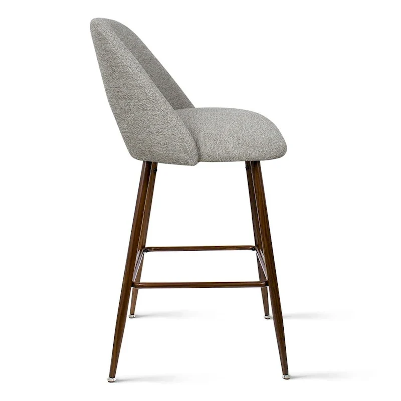 Upholstered Modern Bar Stool Walnut Leg (Set of 2)