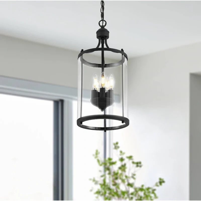 5-light Clear Glass Foyer Pendant Chandelier