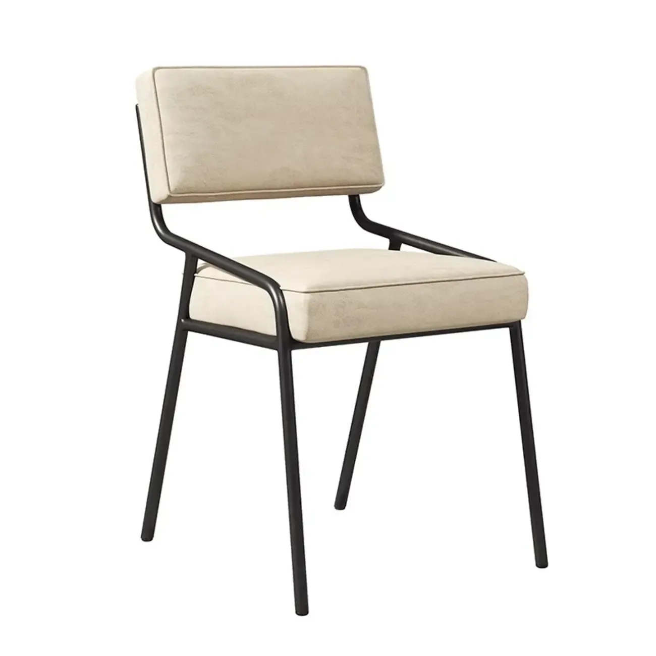 Modern Rectangle Faux Leather Open Back Dining Chair