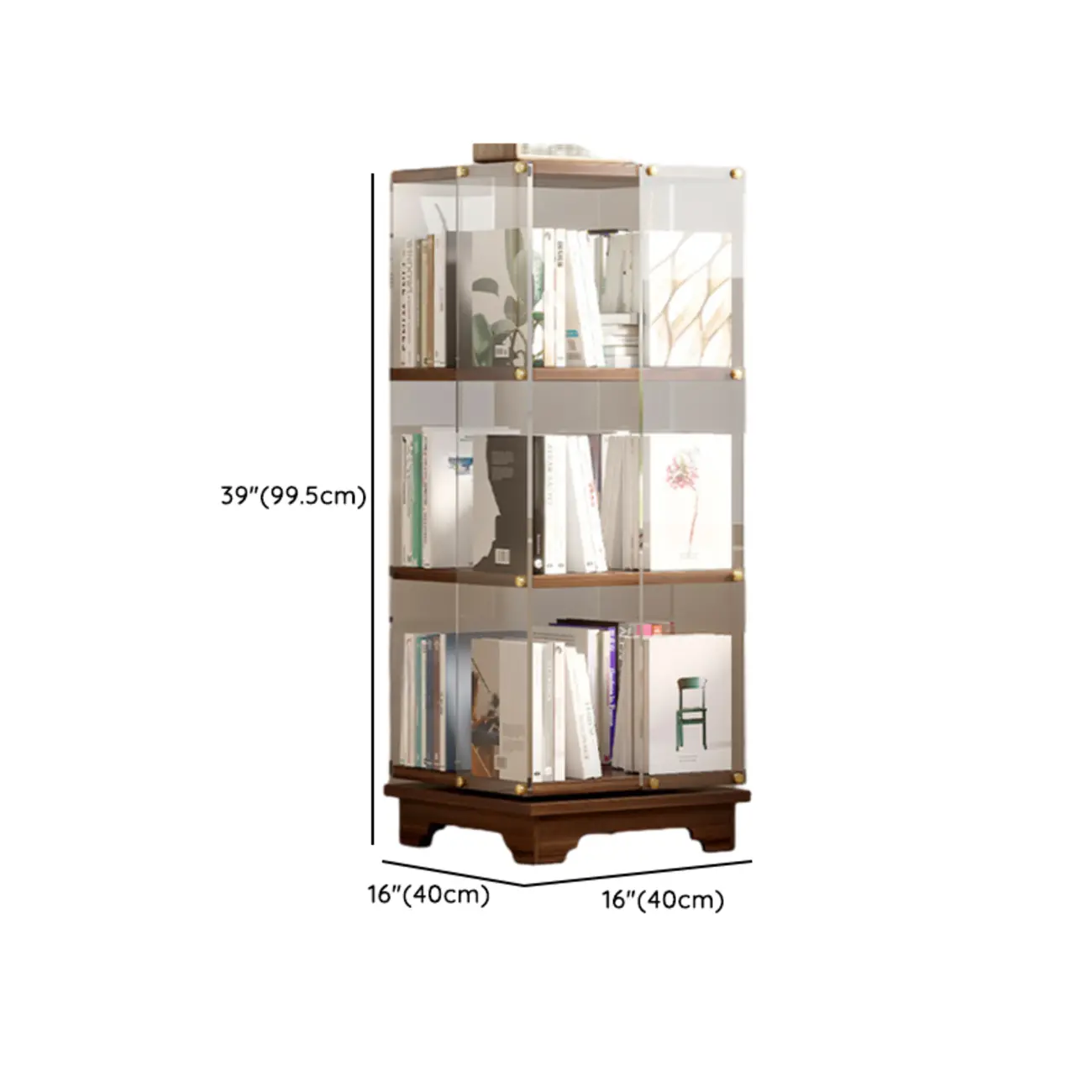 Art Deco Square Timber Shelf Glass Panel Swivel Chest