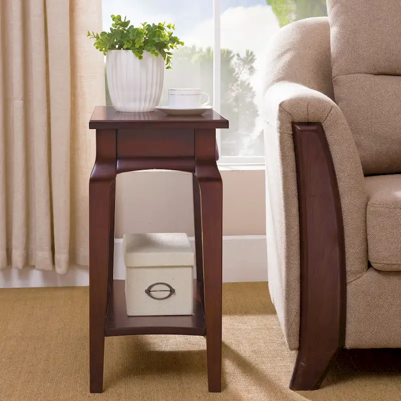 Narrow Chairside Grey Wood Table