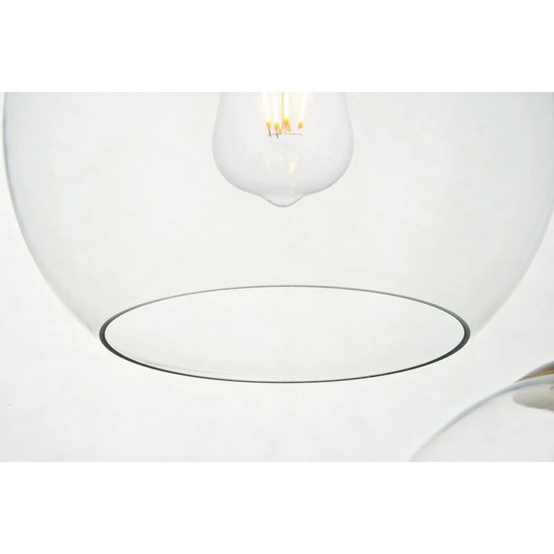 Clear Spherical Glass/ Metal 3-Light 36-inch Pendant
