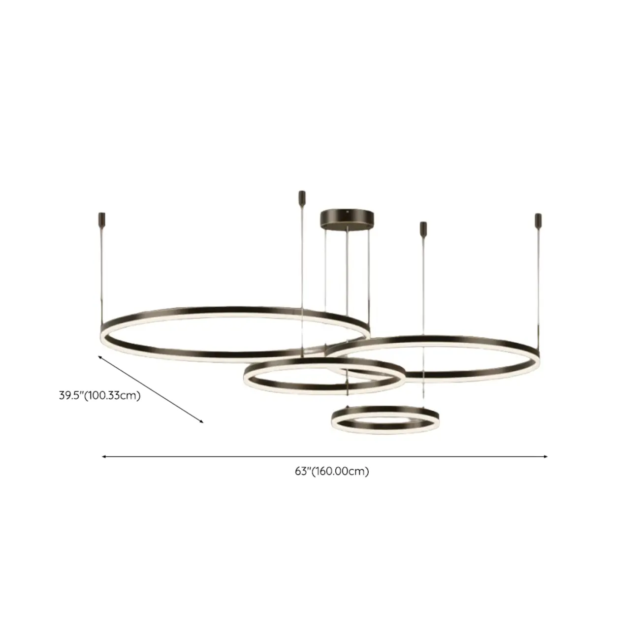 Modern Gold Multi-Circle Tiered Metal Ring LED Chandelier