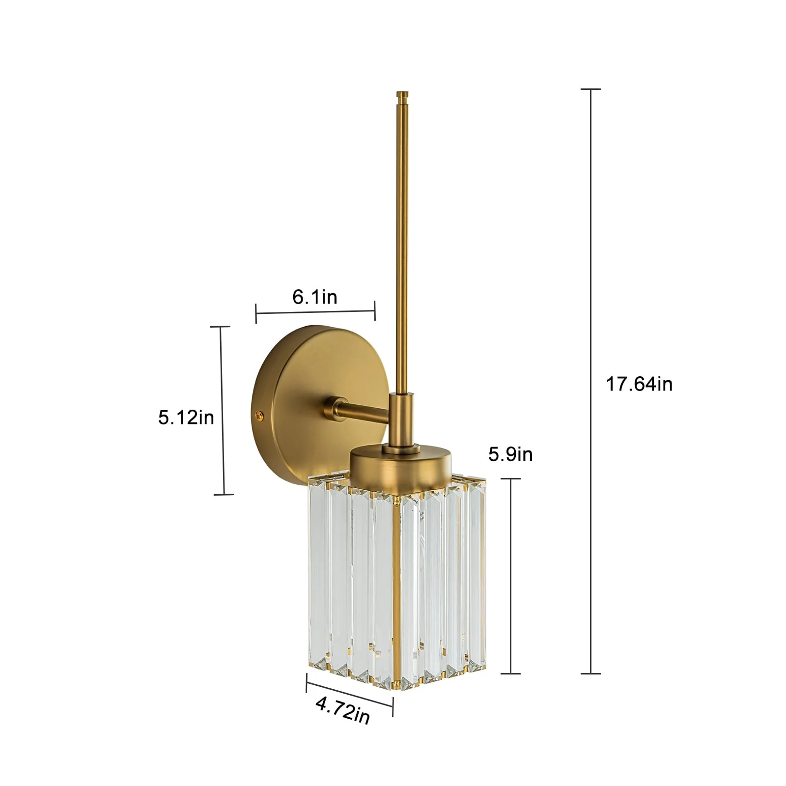 Modern Gold Dimmable Wall Light Glam Cylinder Bathroom Crystal Vanity Light Wall Sconces