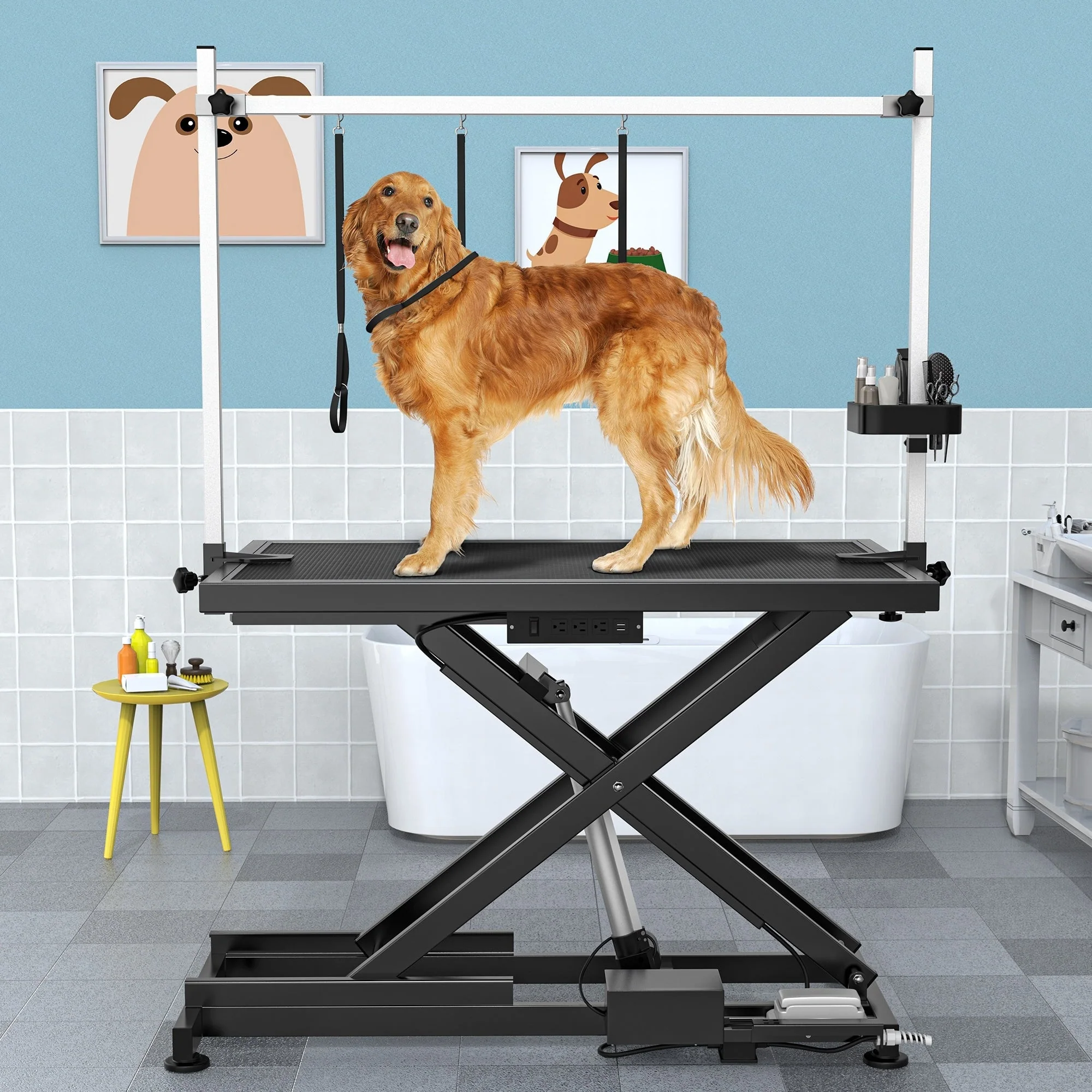 Professional Electric Dog Grooming Table for Large Dogs Heavy Duty Pet Grooming Table w/Aluminum Dog Grooming Arm - 50''W