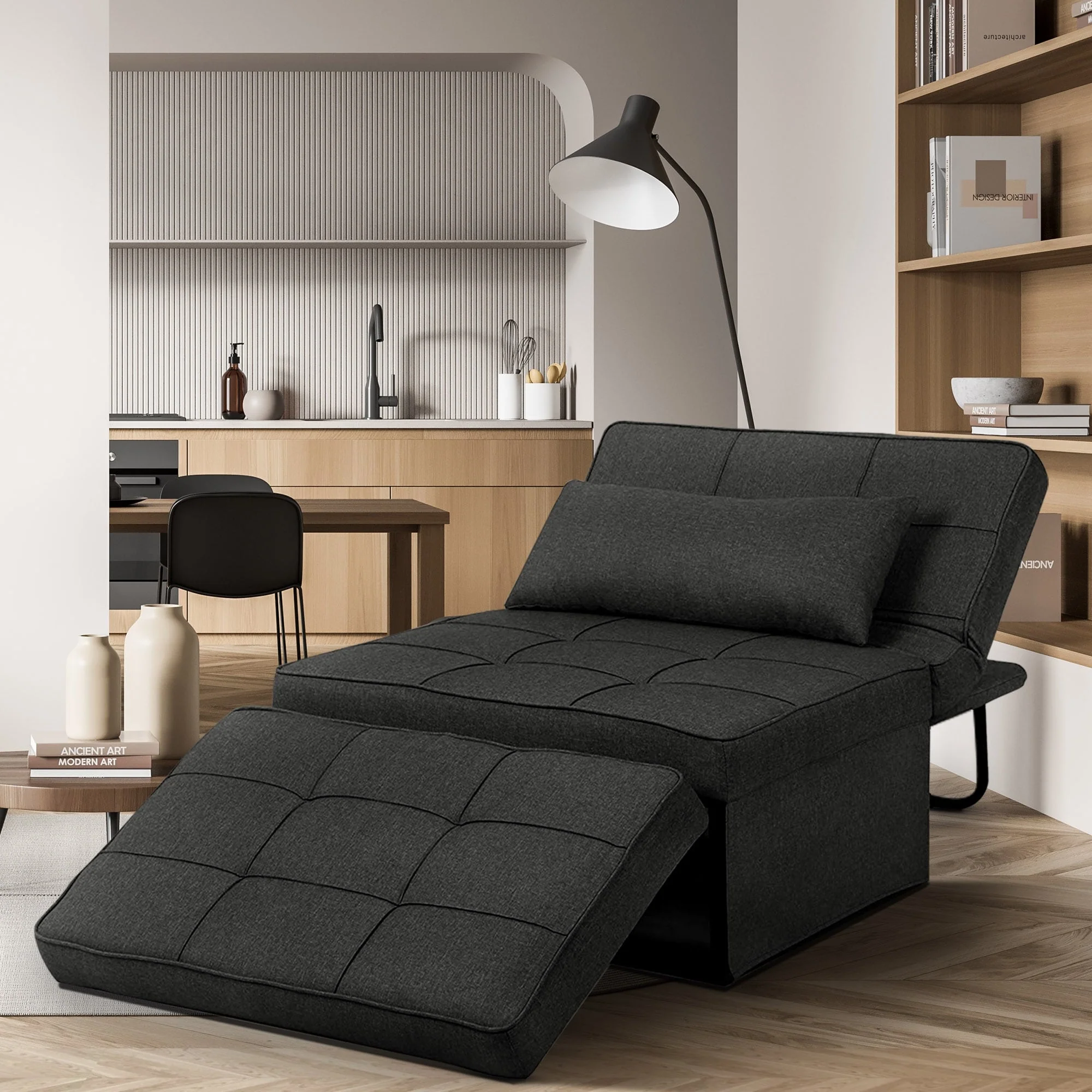 Convertible Sofa Bed Sleeper Sofa Chair Couch Folding Ottoman Recliner Chairs for Living Room