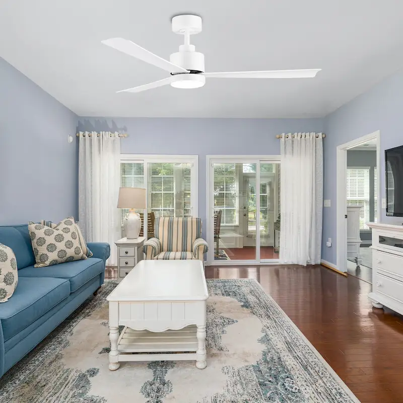 52 Inch Gold/Black/White 3-Blade LED Ceiling Fan with Light and Remote