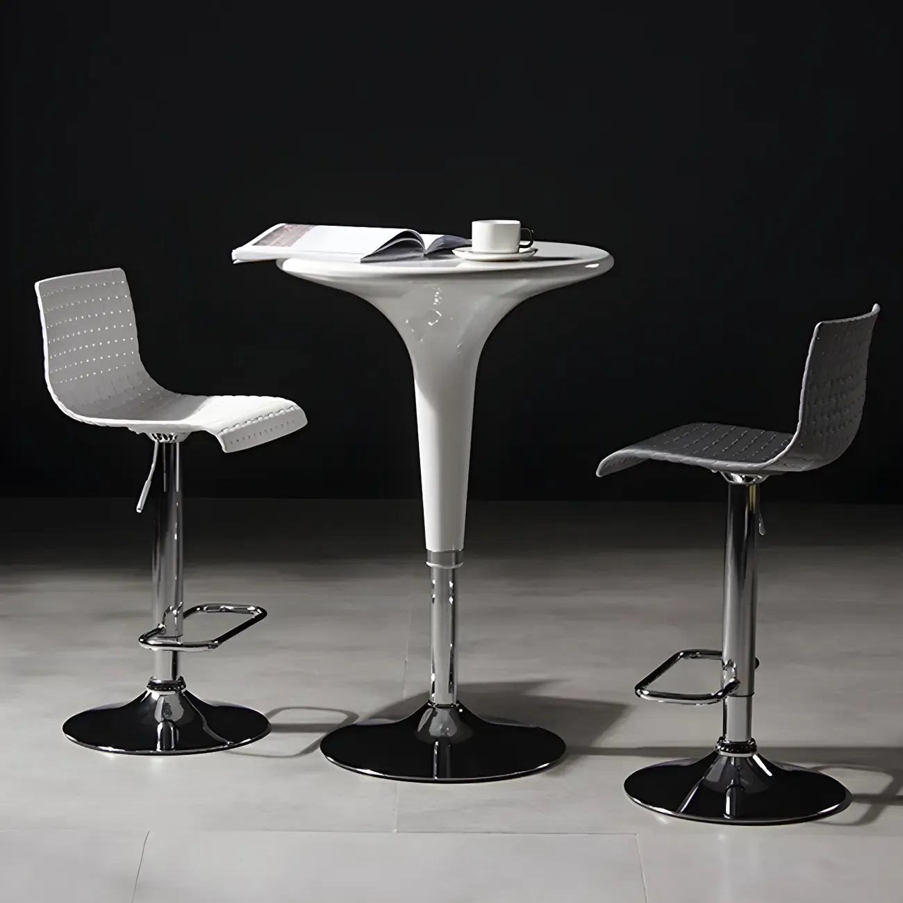 Modern Square Seat Plastic Rattan Adjustable Swivel Bar Stools