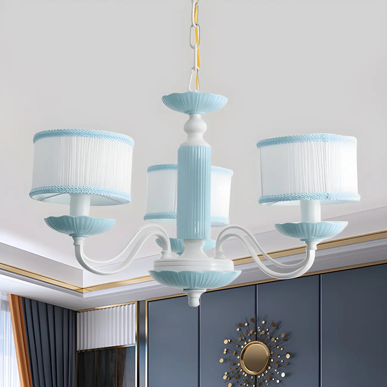 Pink Glass Retro Flower Shaped Chandelier Light