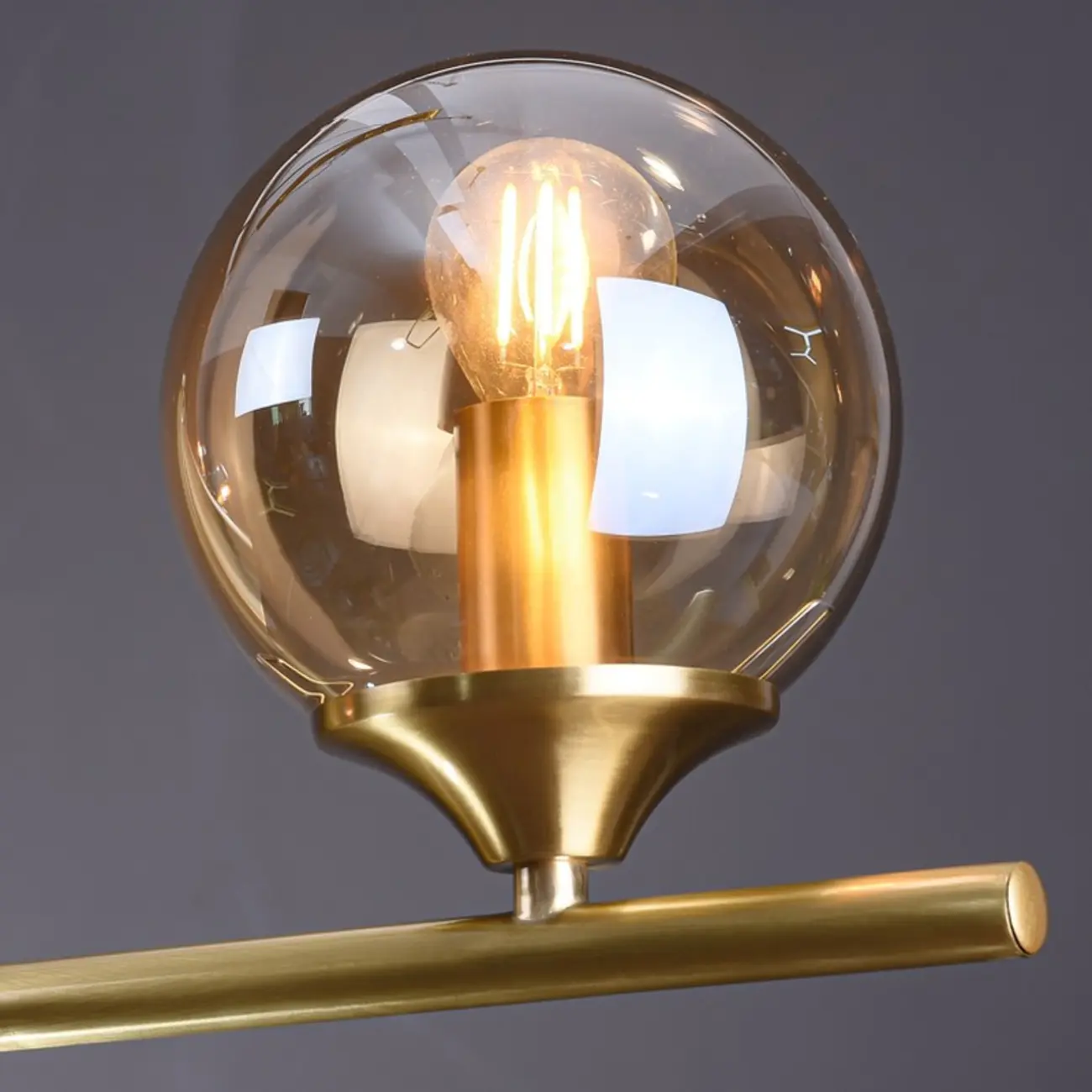 Dining Area Modern Brass Glass LED Island Pendant Light