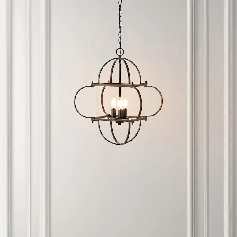 SAFAVIEH Lighting Kleoniki 24  Traditional Pendant (3-Bulb) - 24  W x 24  D x 87  H - Black/Brown - 24Wx24Dx87H