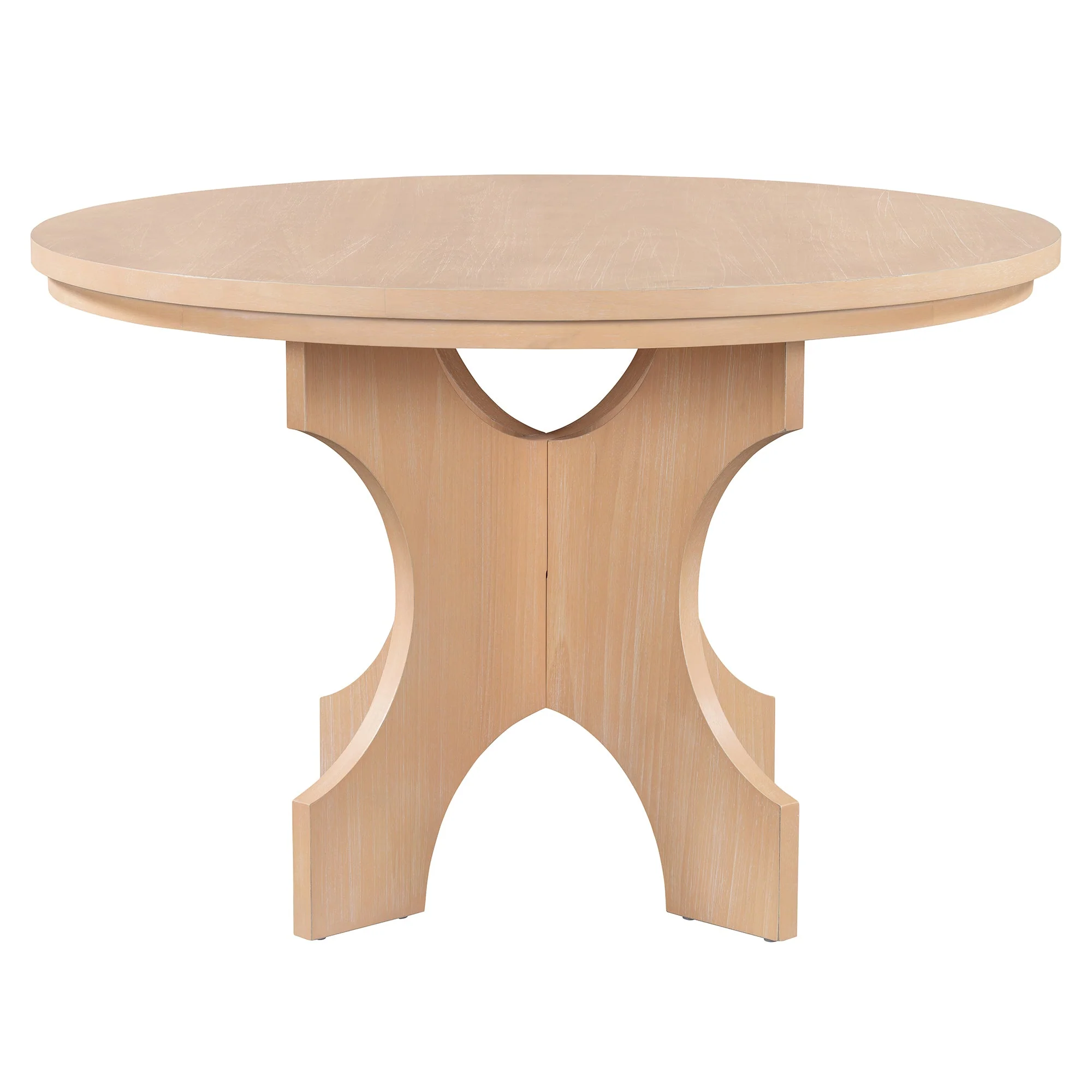 Walker Edison | Charming 5-Piece Rustic Round Dining Set with Chairs and Curved Bench