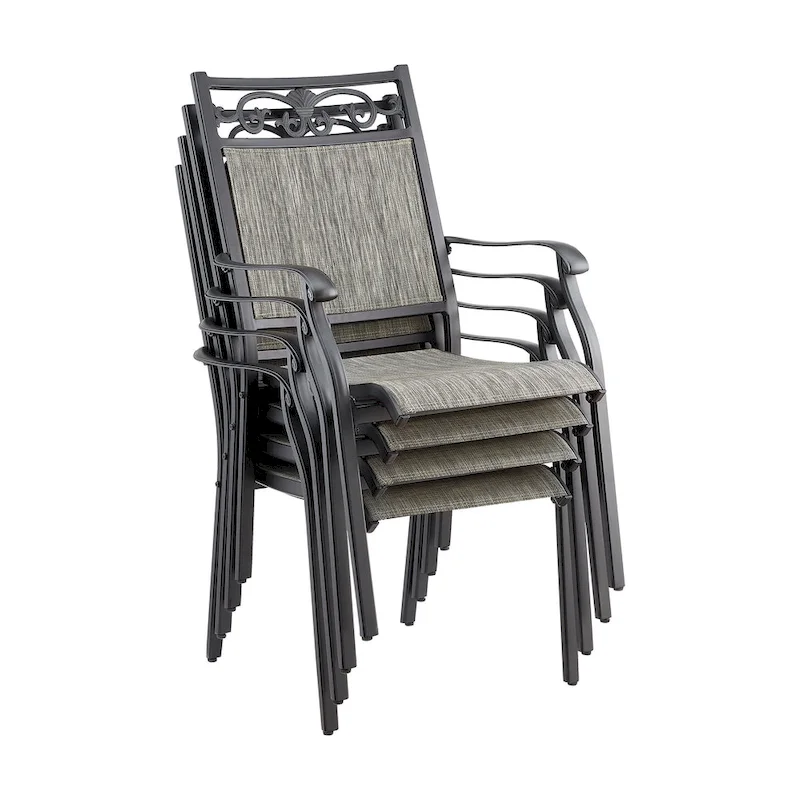 Dining Set with 6 Swivel Chairs and 1 Rectangle Metal Table