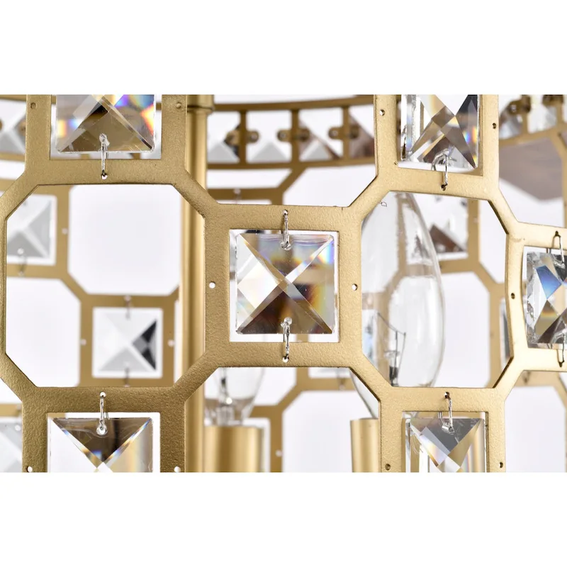 Adsila 52 Inch Matte Gold Glam Crsytal Ceiling Fan with Remote - N/A