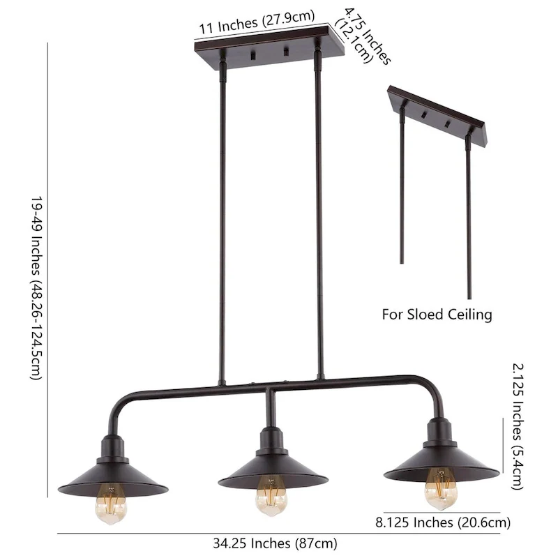 Cade 34.25  3-Light Metal Farmhouse Industrial LED Pendant, Oil Rubbed Bronze by JONATHAN Y