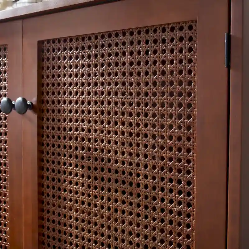 Art Leon Woven Rattan Wicker Accent Cabinet