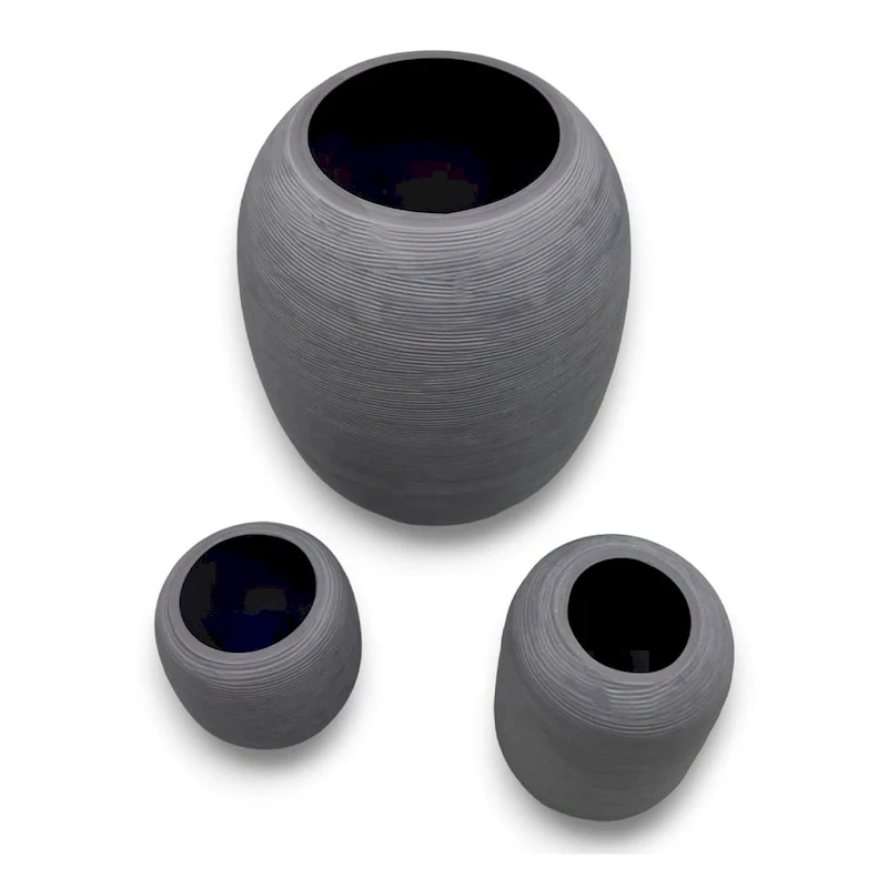 Set of 3 Decorative Handmade Cylinder Vase in Grey
