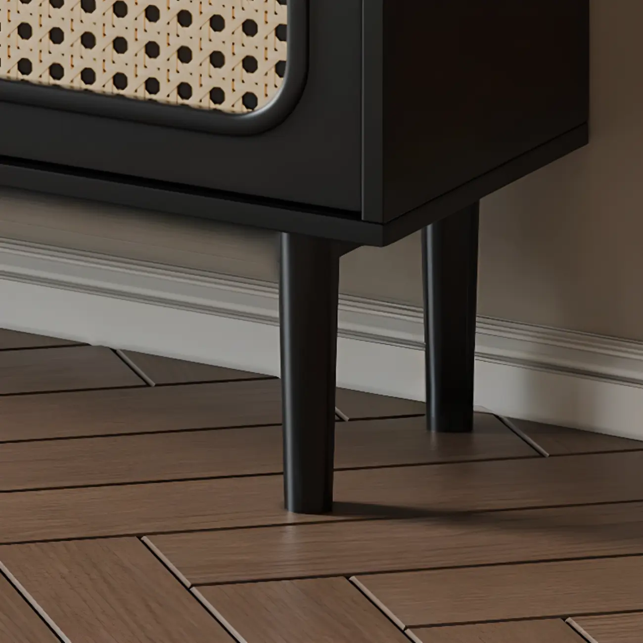 Modern Ink Wood Slab Buffet with Adjustable Shelving