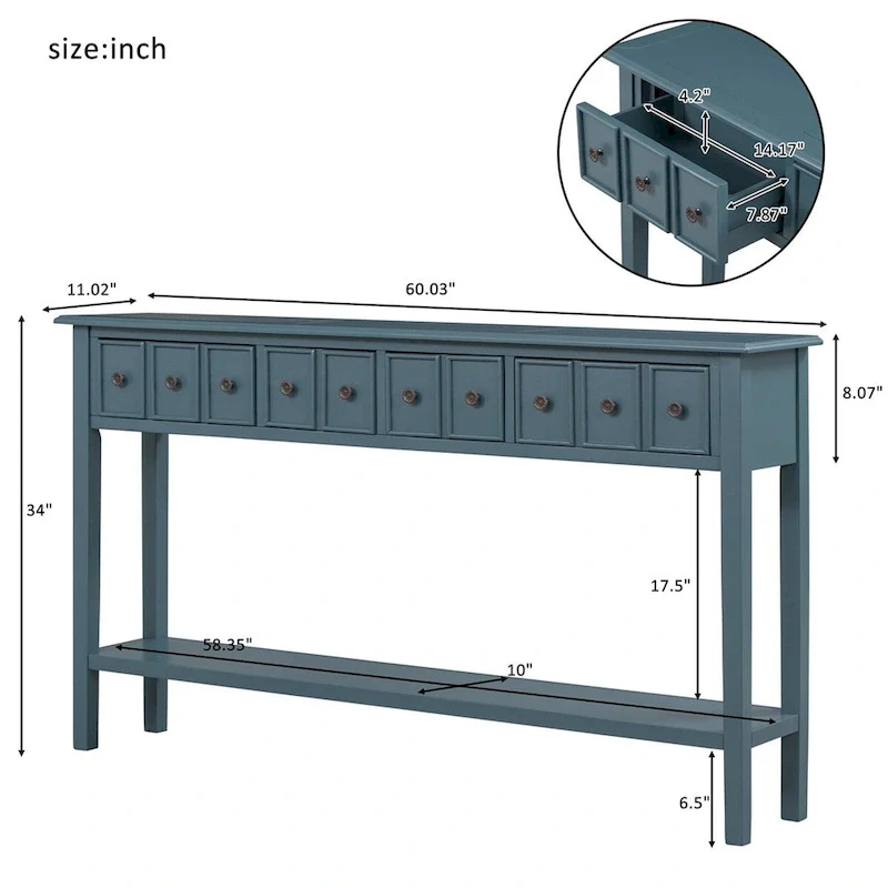 Harper & Bright Designs Rustic 4-drawers Long Entryway Console Table