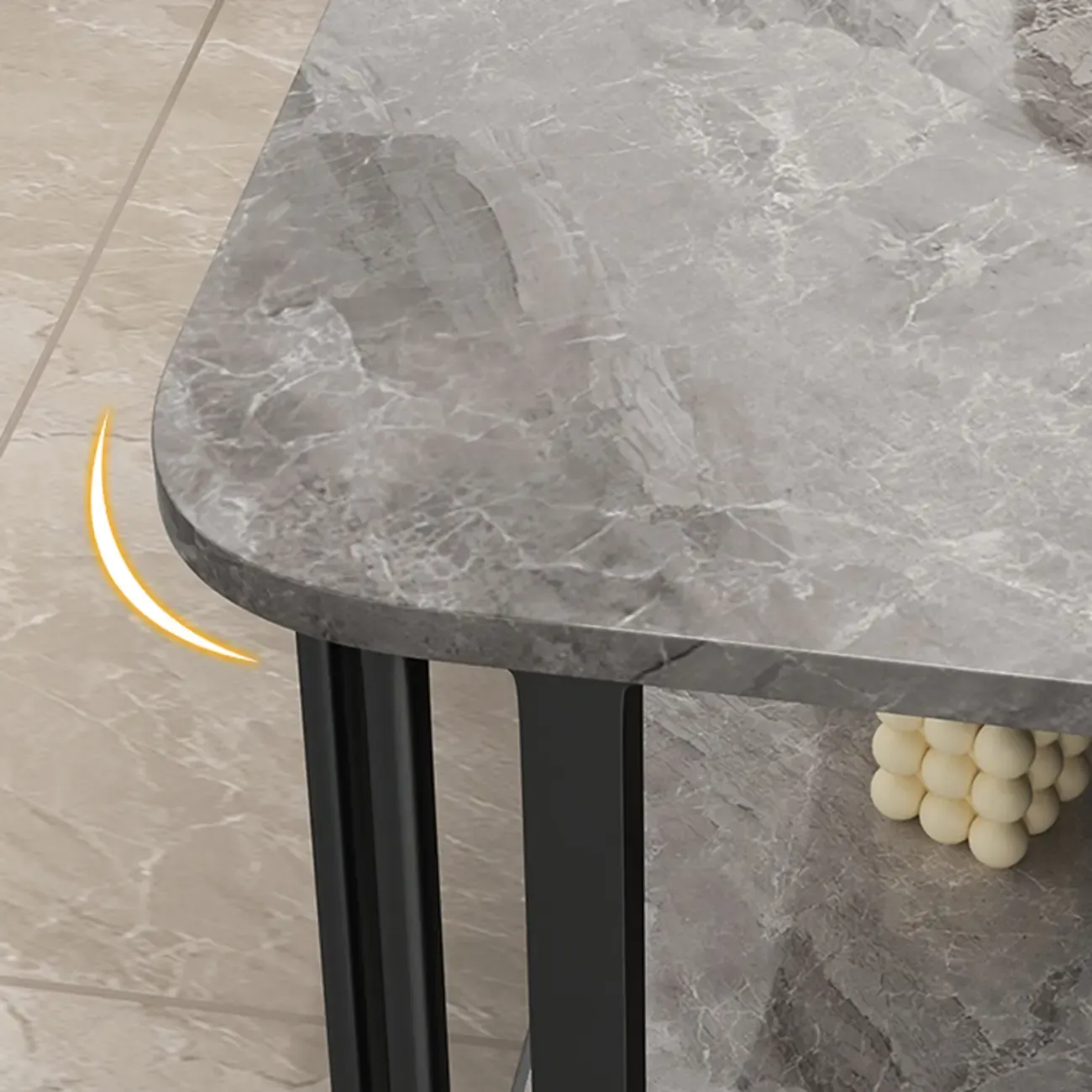 Luxury Rectangular Gold 2-Tier Coffee Table with Stone Top