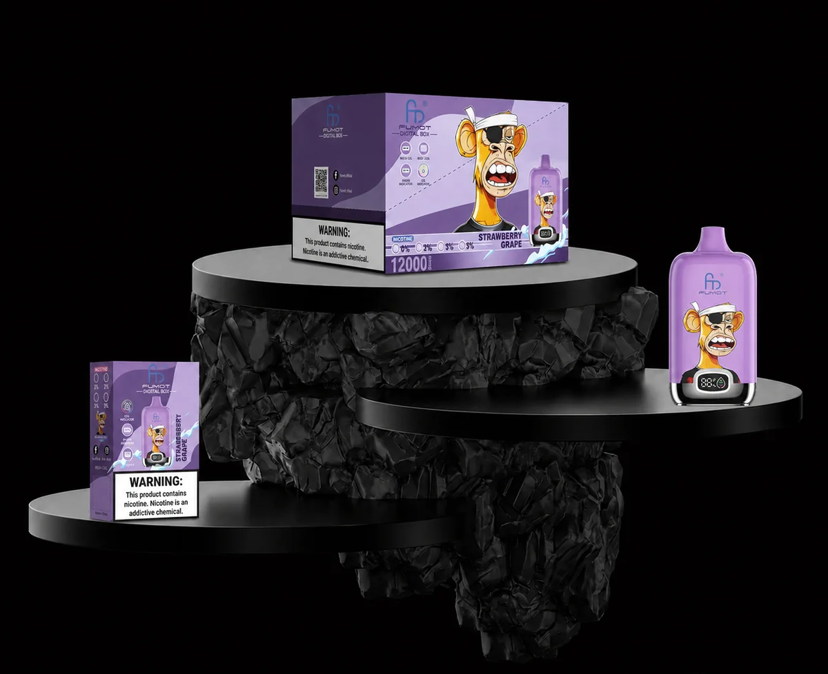 Fumot Digital Box 12000 Strawberry Grape Einzelgerät, Retail-Box und Display-Box