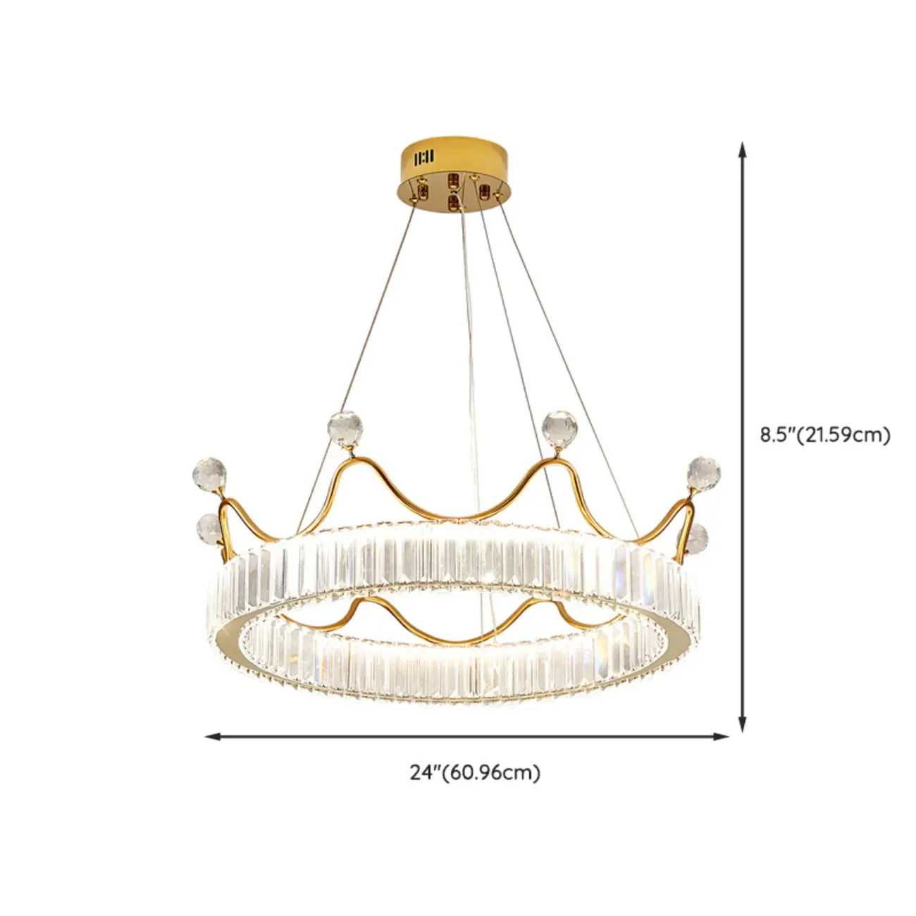 Elegant LED Golden Crown Shape Crystal Chandelier