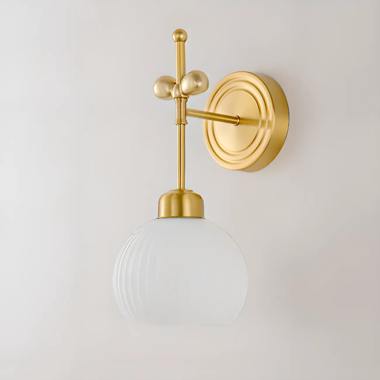 Modern White Bowl Glass Single Golden Wall Lamp