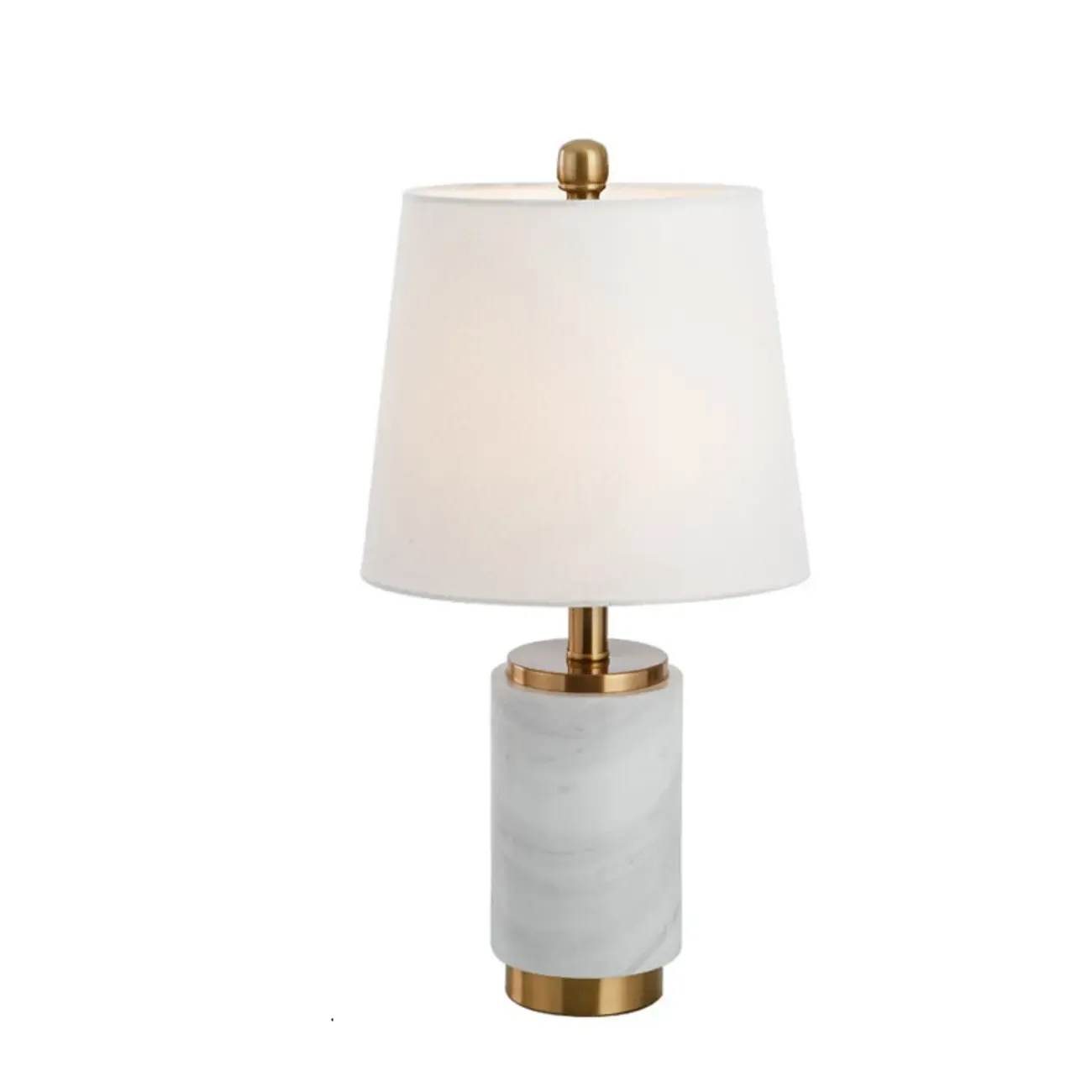 Modern Cylinder Stone Table Lamp with Fabric Shade