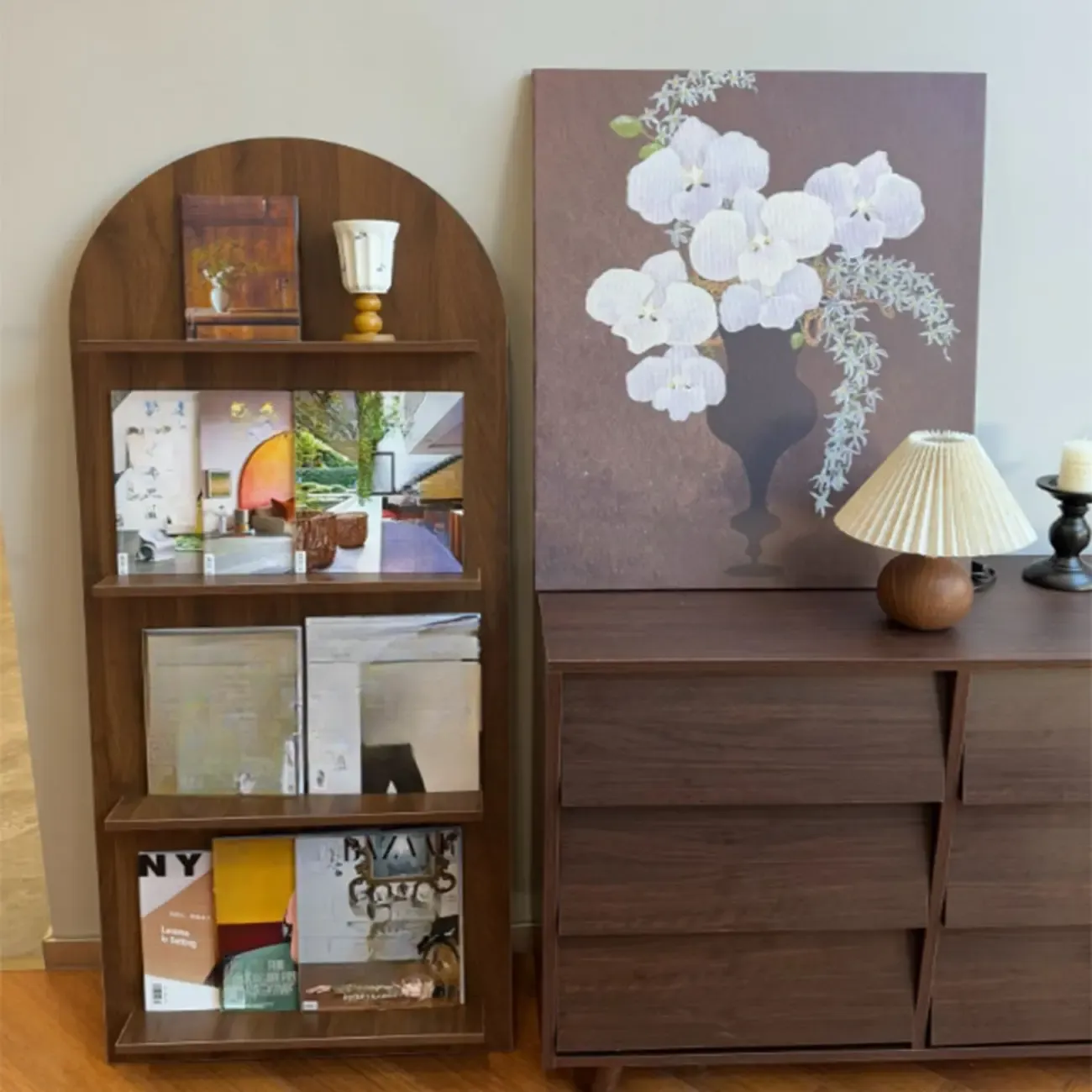 Modern Small Display Vertical Laminate Wood Bookcase