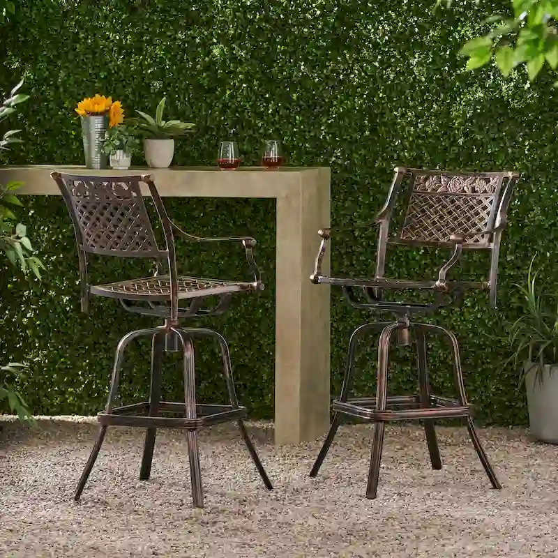 Sebastian Cast Aluminum Bar Stool (Set of 2) by Christopher Knight Home