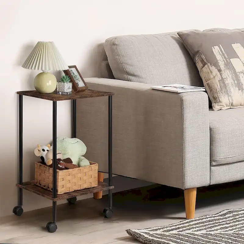 2-Tier Side Table with Wheels