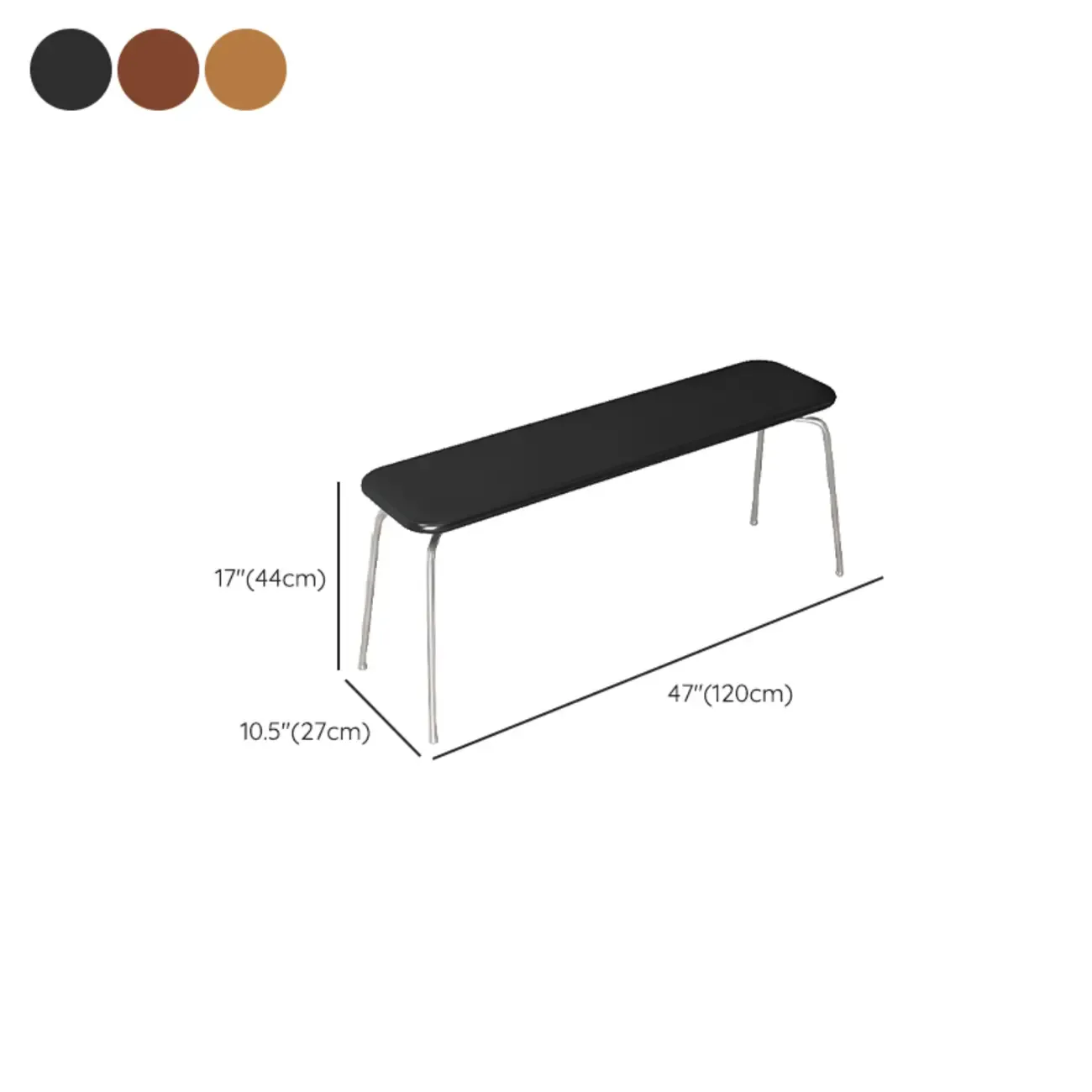 Modern Wood Bedroom Bench with Metal Frame