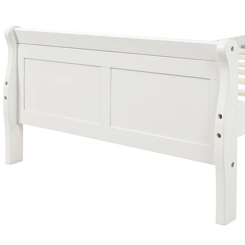 Twin/Full/Queen Wood Frame Sleigh Bed with Footboard