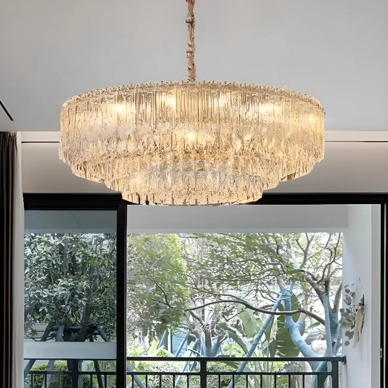Adjustable Modern Luxury Crystal Chandelier with Multi-Tier