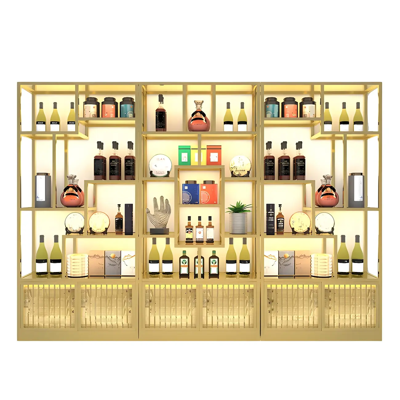 Glam Freestanding Gold Tall Metal Wine Rack