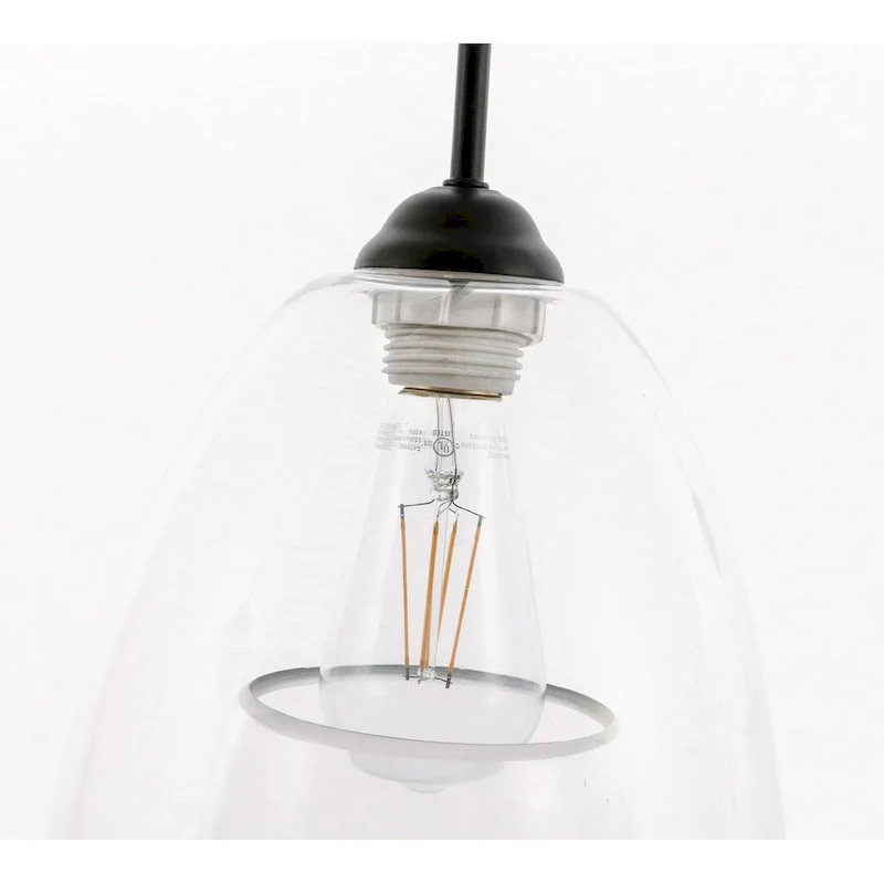 Elise 36-Inch 3-Light Clear Pendant - Black