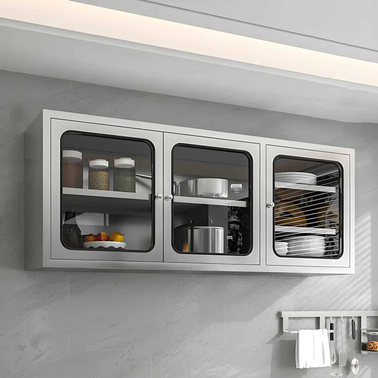 Adjustable Stainless Steel Wall-Mounted China Cabinet
