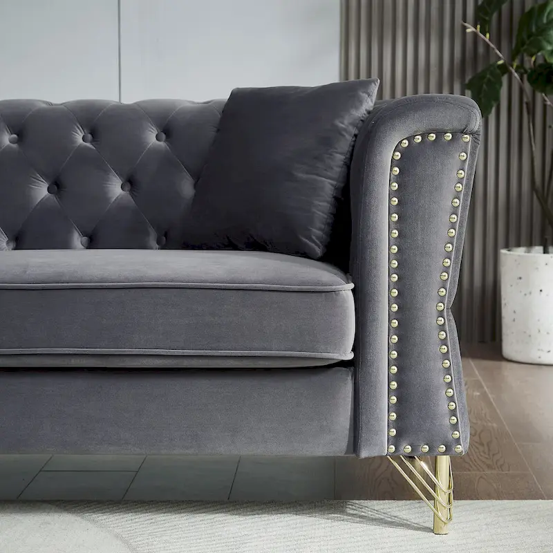 60.2 Chesterfield Velvet Sofa