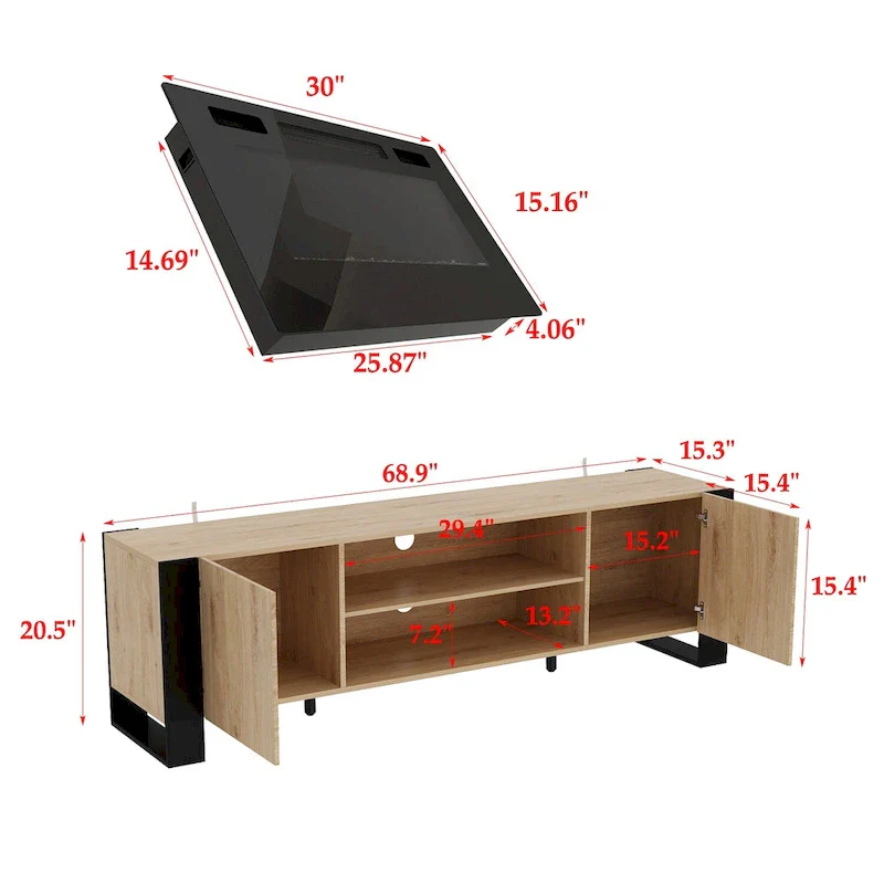 Luxurious TV Stand & Fireplace Combo Integrated LED Fireplace Features