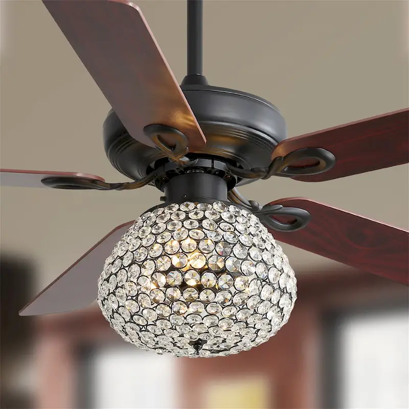 Crystal Ceiling Fan With 3 Speed Wind 5 Plywood Blades