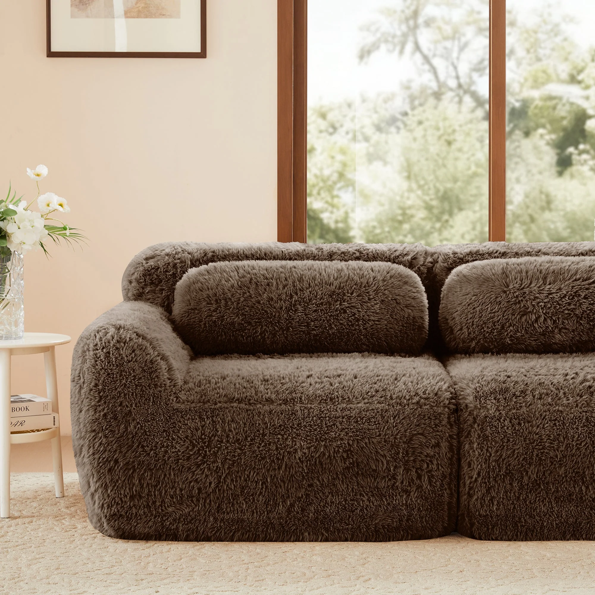 Soft And Fluffy Plush Boneless Modular Sofa with Ottoman