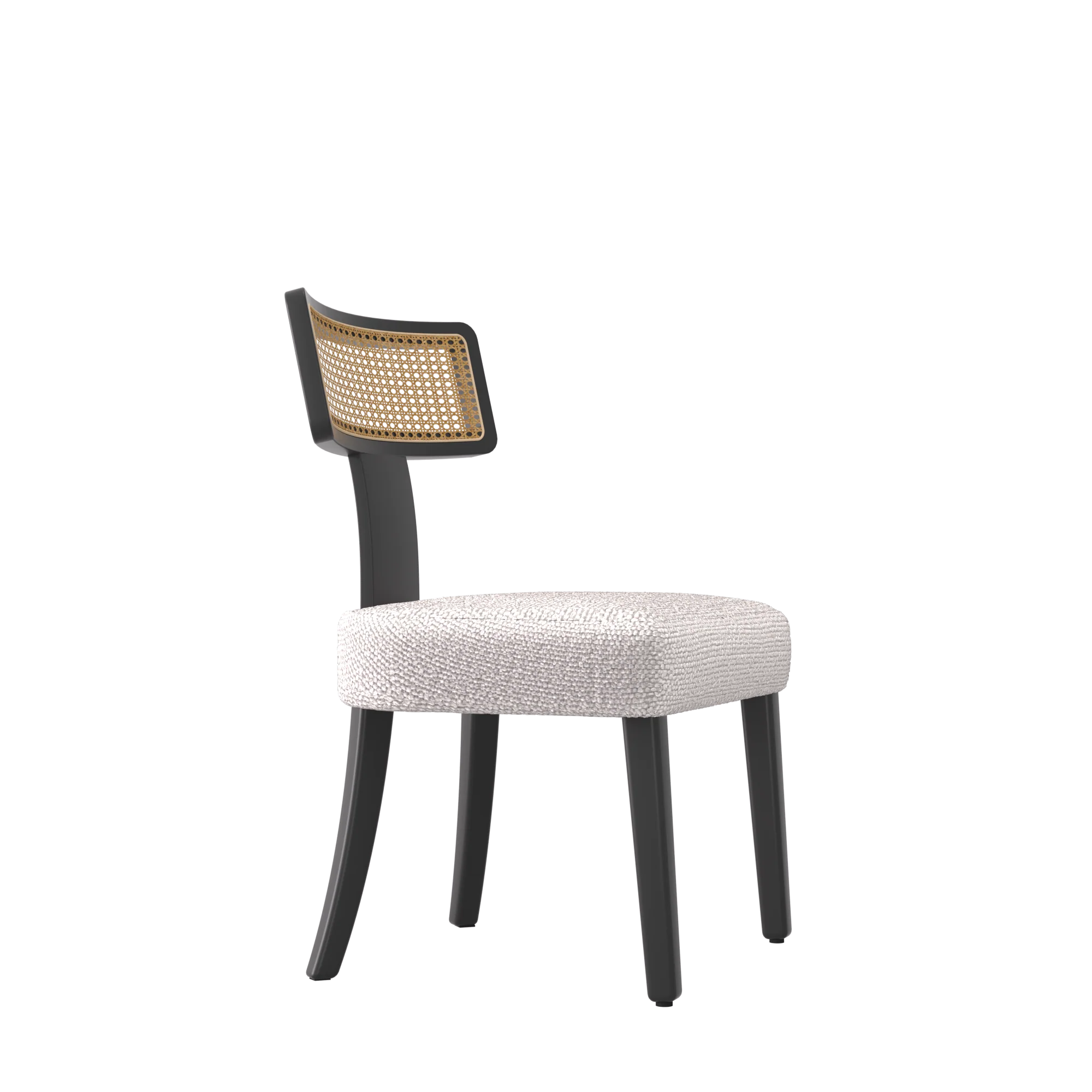 Wood and Rattan Mid Century Modern Dining Chairs Set of 2