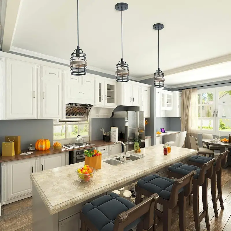 Carbon Loft Farmhouse 1-Light Cage Island Pendant Light - D4.7 *H7.9