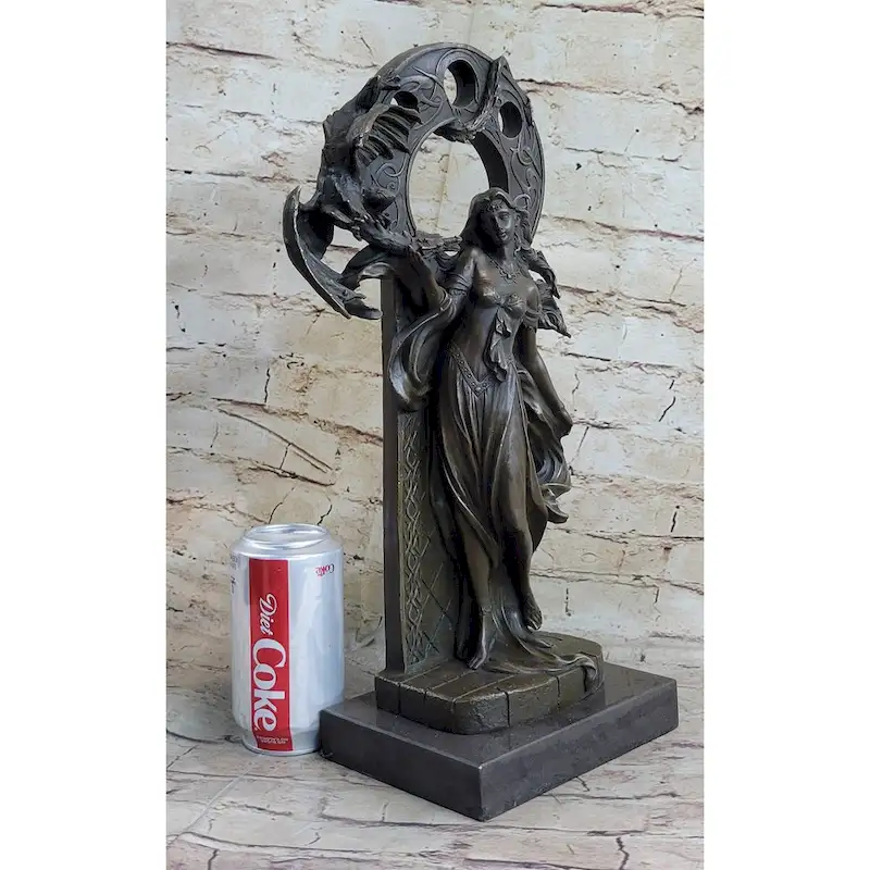 Winged Serpent Imitative Snake Dragon Fantasy Gargoyle Monster Bronze Statue Sculpture Art