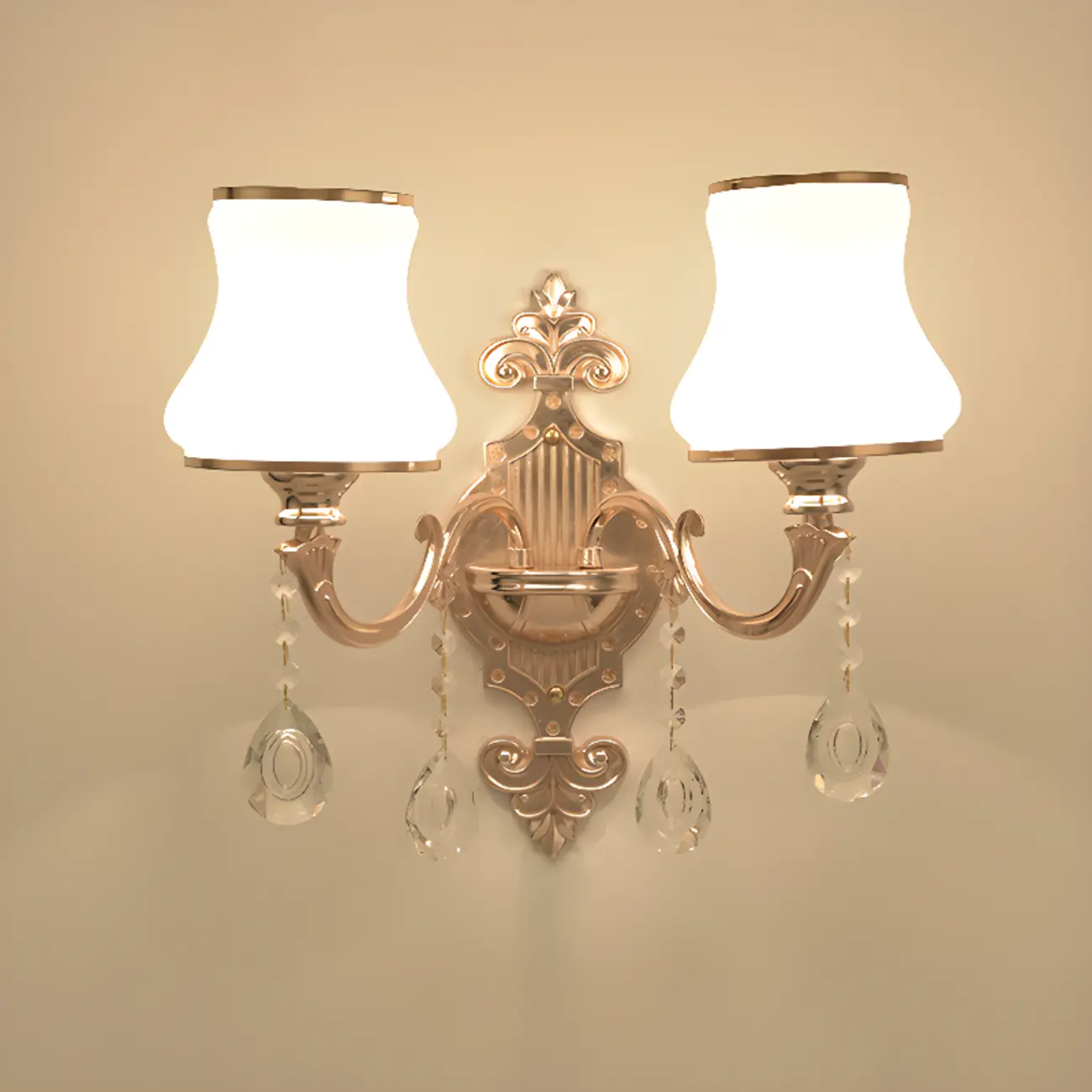 Mini Antique Gold Wall Sconce with Geometric Crystal Shade